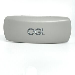 OGI Eyewear Hard Clamshell Glasses Case Gray Purple Interior with Cleaning Cloth
